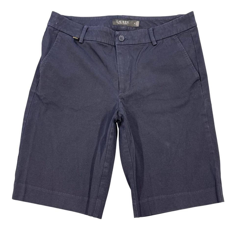 Lauren Ralph Lauren Navy Blue Stretch Bermuda Shorts Black Label Womens Size 8